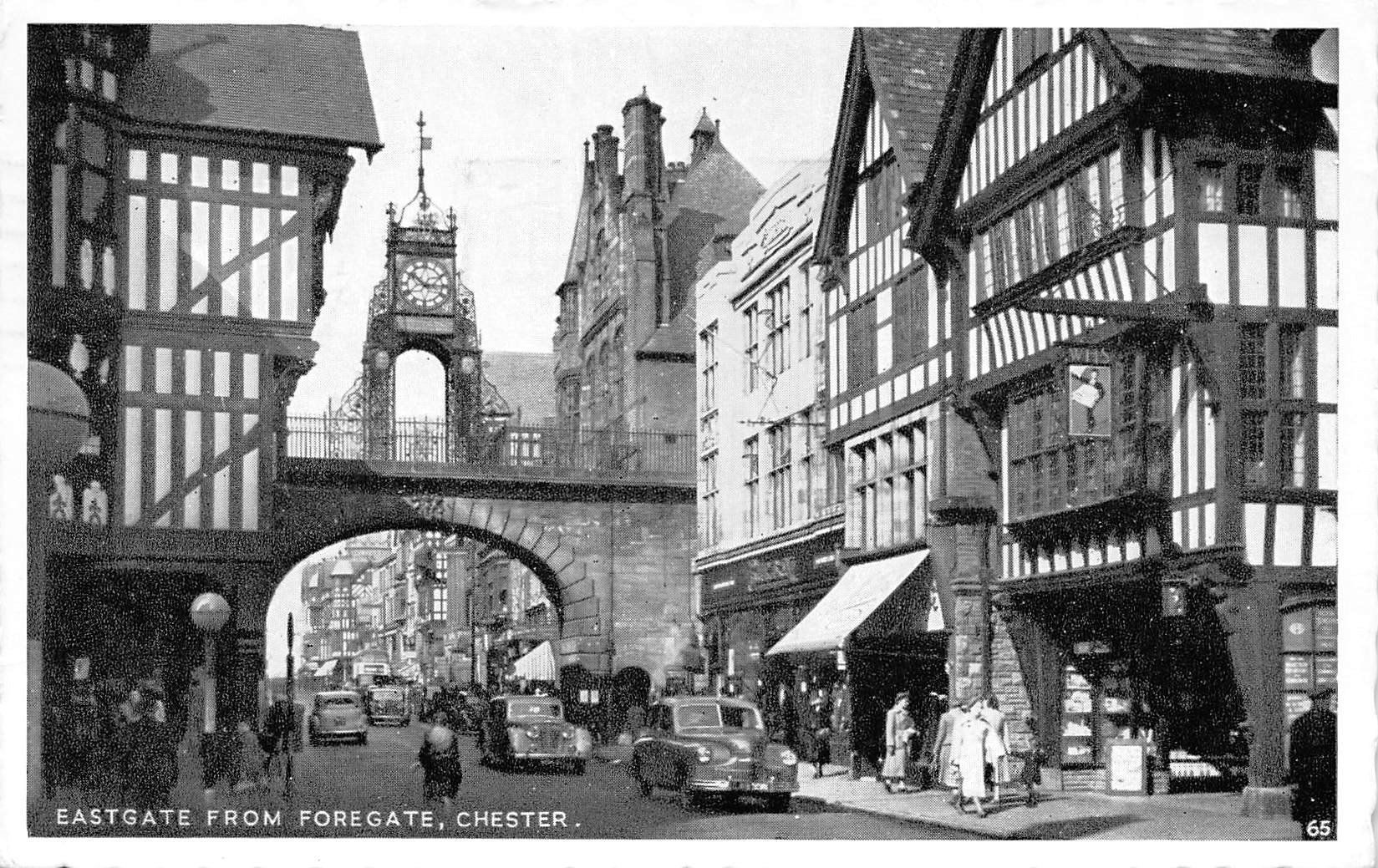 Ansichtskarten: Chester, Eastgate from Foregate, belebt – Gebraucht aus Ottikon b.Kemptth. von Neptun1974
