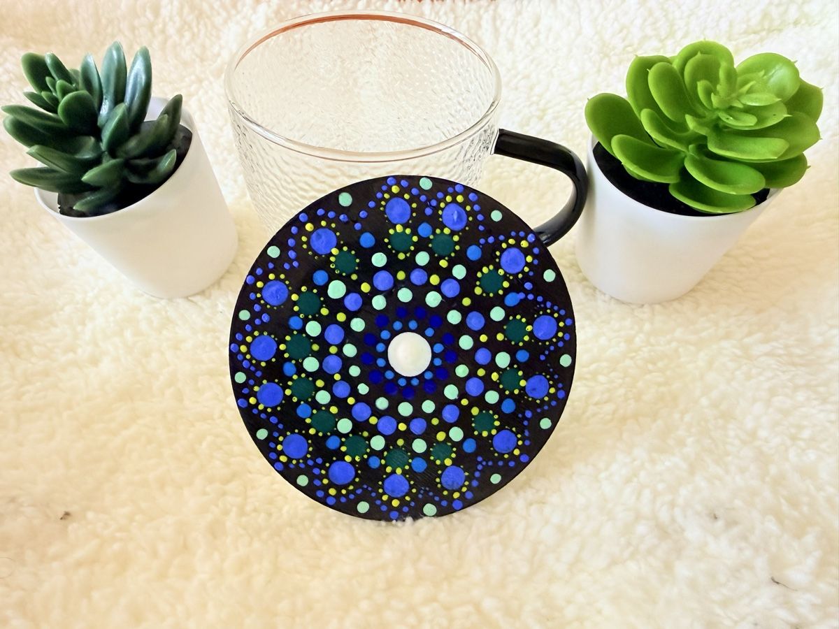 Untersetzer: Hand Painted Dot Mandala Coaster Set (2 pcs) - Unique Gift! – Neu und originalverpackt aus Opfikon von aka_xl7l 2