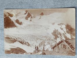 Echt Photo Karte / Berghütte mit Gletscher ca. 1910