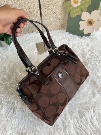 Handtasche Coach braun Canvas Leder guter Zustand 39x23cm