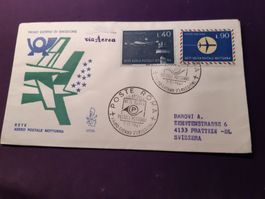 Flugbrief ROMA -BASILEA, erster Nachtflug 3.11.1965