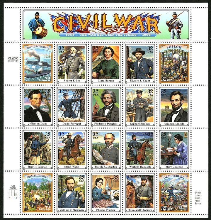 Tutti i francobolli: USA 1994 - Bürgerkrieg 1861- 1865 / Bogen Postfrisch ** – Nuovo (secondo la descrizione) da Liestal venduto da Skunk02