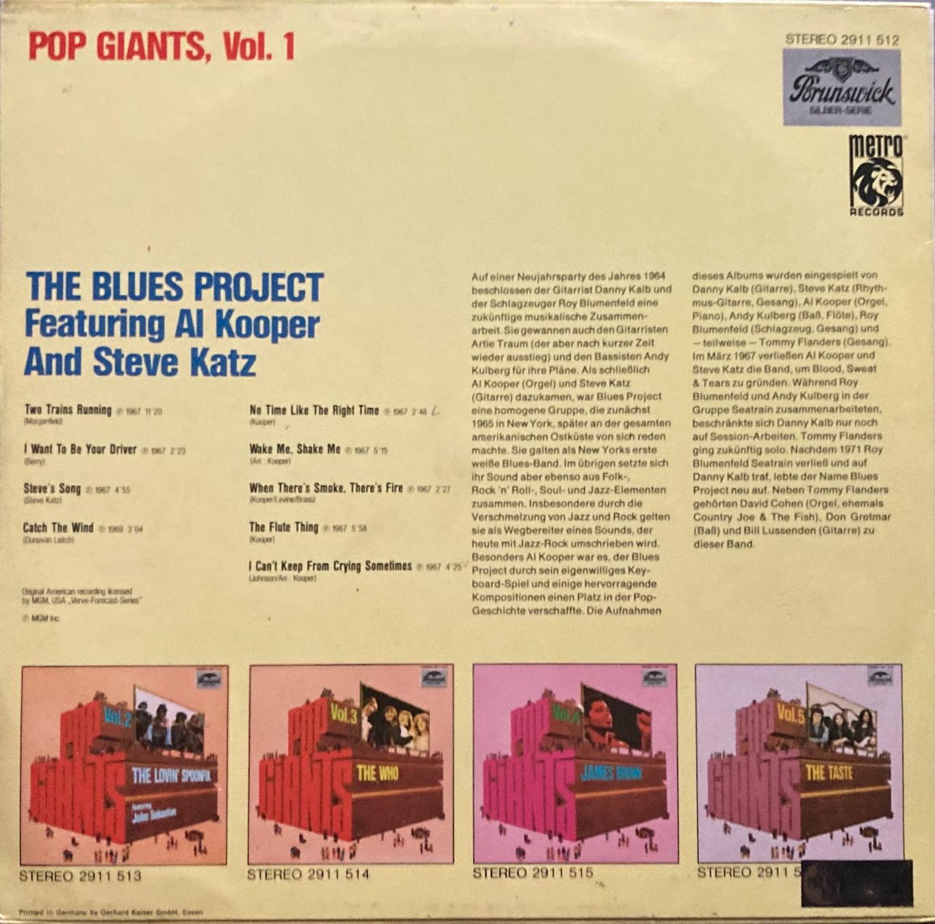 Dischi in vinile: THE BLUES PROJECT - POP GIANTS, VOL. 1 – Usato da Poliez-Pittet venduto da Newtown-Records 1