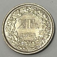 1/2 Franken - stehende Helvetia - 1964 B (Silber .835)