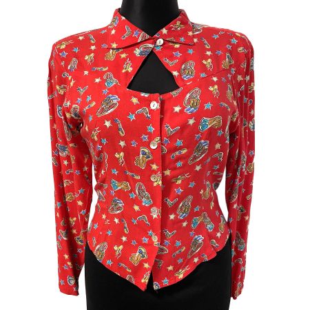 Bluse Oberteil M/L Cutout Linedance Sqaredance VINTAGE 1970s