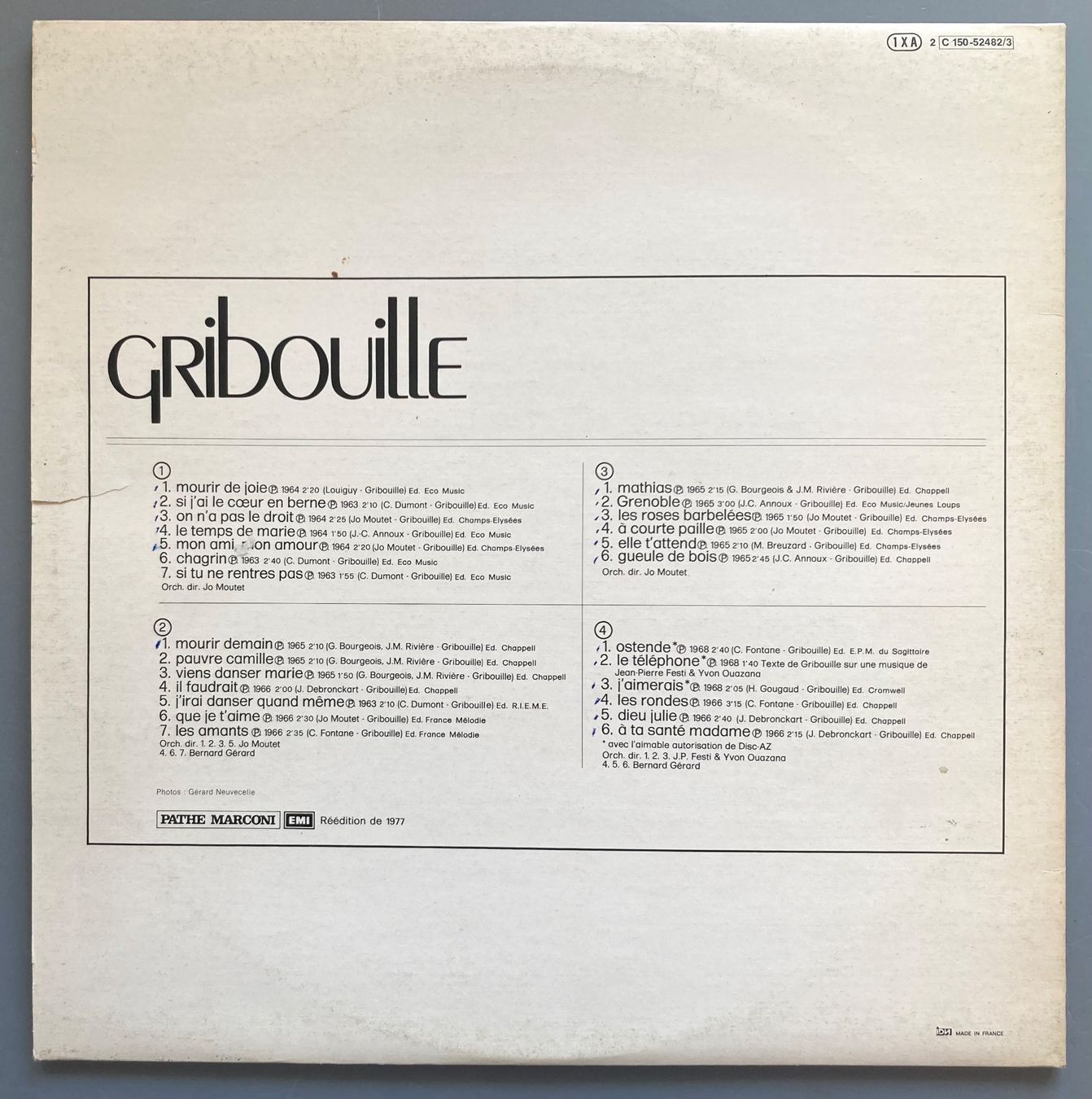 Dischi in vinile: GRIBOUILLE - GRIBOUILLE – Usato da Poliez-Pittet venduto da Newtown-Records 1
