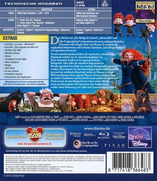 Tutti i DVDs: Merida - Legende der Highlands (Blu-ray) – Nuovo (secondo la descrizione) da Volketswil venduto da Fraese1 1