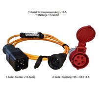 1,5 Meter J15-5 auf CEE16-5 + T25 Y-Verteilerkabel IP20