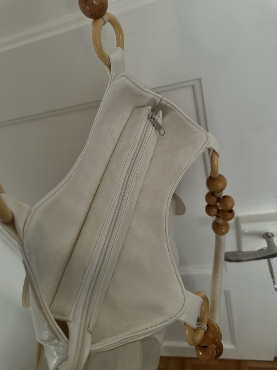 Borse da donna: Tasche mit Holzperlen-Griffen & Kreisdetails – Nuovo (secondo la descrizione) da Zürich venduto da liv_e 1