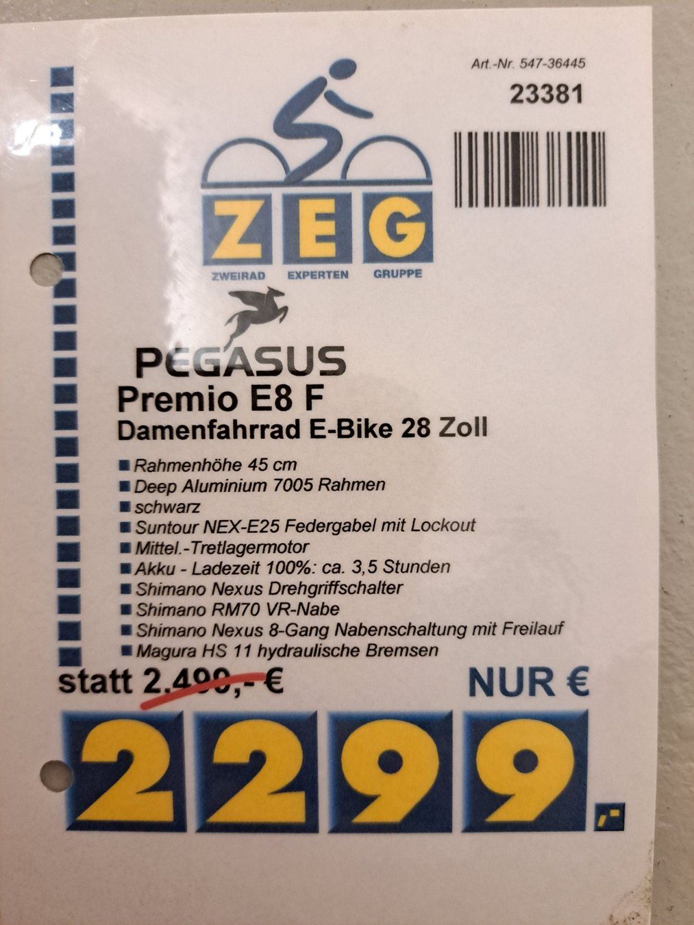 Velos: Pegasus Premio E8 F Damenfahrrad E-Bike 28 Zoll – Gebraucht aus Hauptwil von maexchen71 9