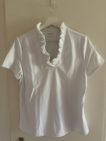 Damen Golf Shirt mit Rüschen , Weiss, Grösse L