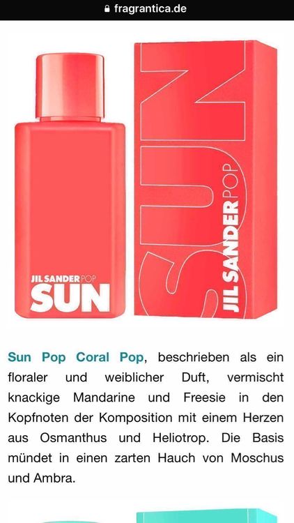 Sun Pop Jill Sander Coral 100ml (Gebraucht) in Kloten für CHF 14 – mit ...