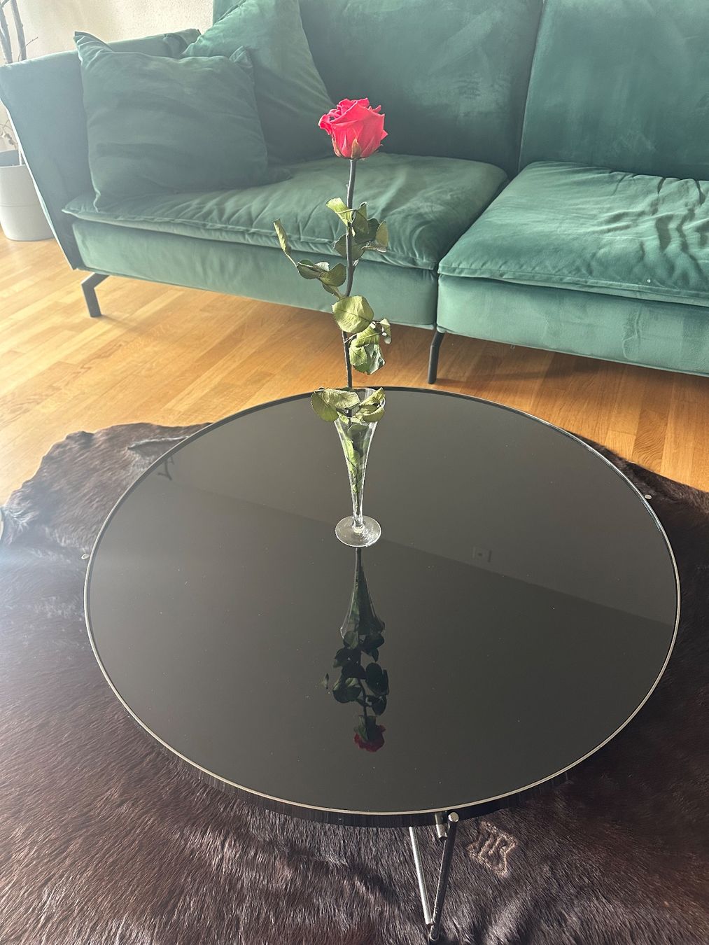 Tavoli: Runder Glastisch schwarz D: 82 cm – Usato da Winterthur venduto da dia_gtq2 1