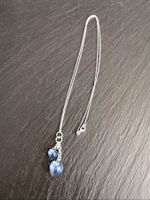 Collier en argent 925 et pendentifs coeur Swarovski bleu
