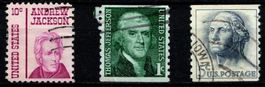 3 Timbres USA présidents Américains, 1962-67 Obl.