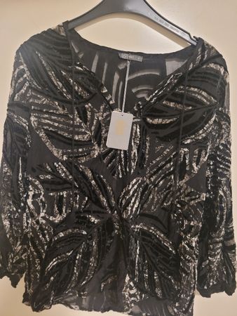 nile bluse, neu, gr S, schwarz/silber