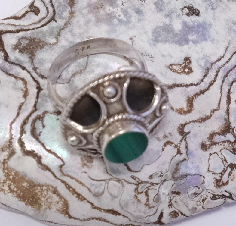 Anelli: Silberring Malachit Vintage – Usato da Zürich venduto da Melody2000 3