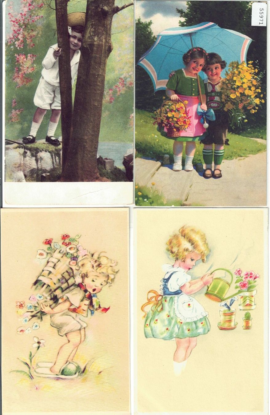 Cartes postales: 4 AK - Kleine Mädchen - petites filles – D'occasion à Ettingen par Kartenplanet