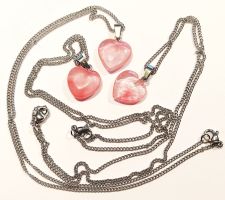 Kette mit Echtstein, Chromstahlkette mit Anhänger (Herz)