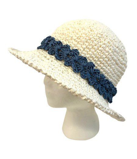 Copricapi, berretti & cappellini: Raffia- Hut mit auswechselbaren Hutbändern – Nuovo e nell'imballaggio originale da Surava venduto da Kopfsache 1