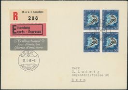 1948 - Olympia - Viererblock - Ersttagsbrief FDC U4 ET