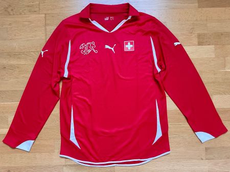 VINTAGE SCHWEIZ Fussball Nati Langarm Trikot Puma L 2010 Rot