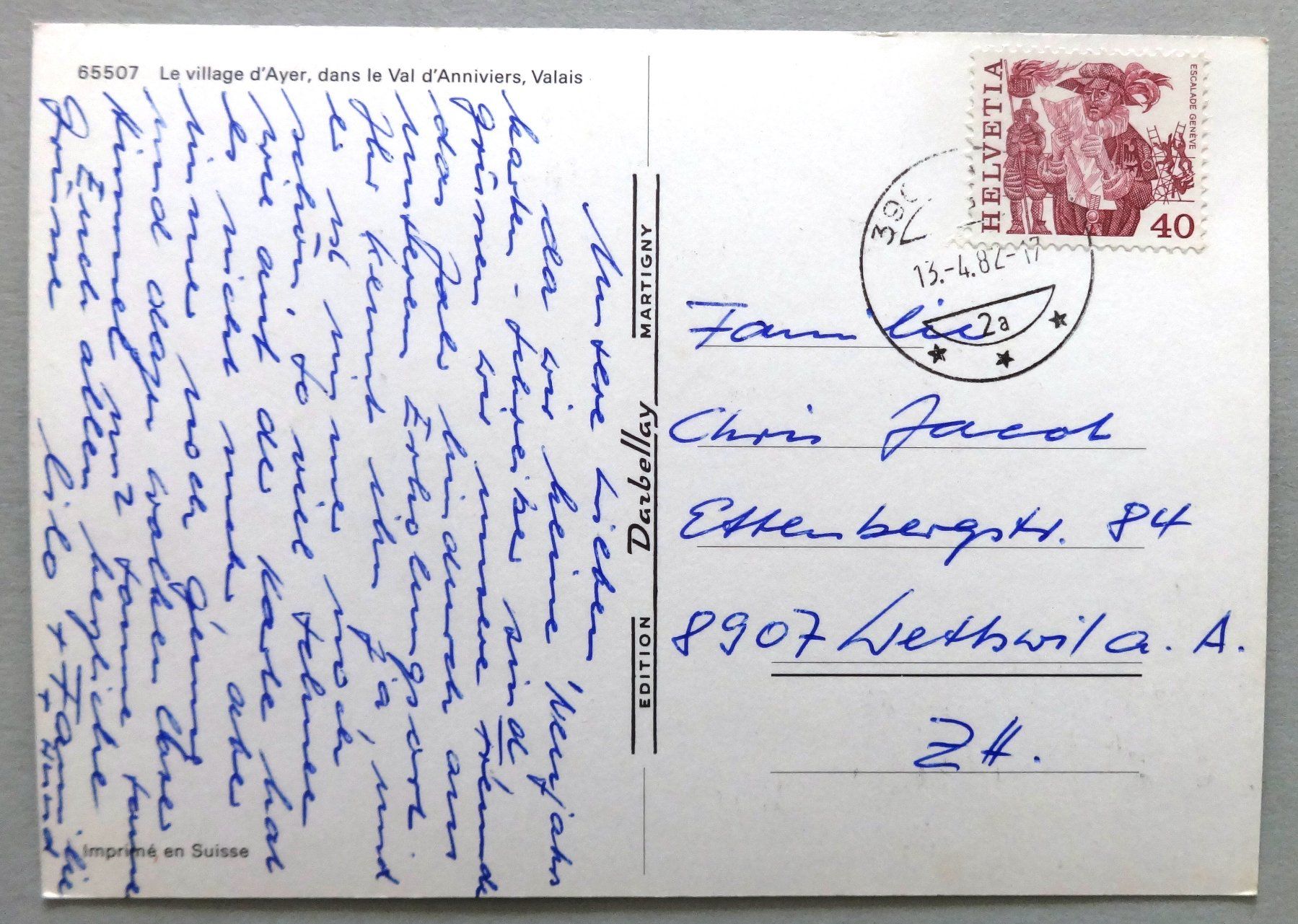 Cartes postales: Le village d' Ayer, Val d' Anniviers – D'occasion à Fétigny par Billy2miny 1