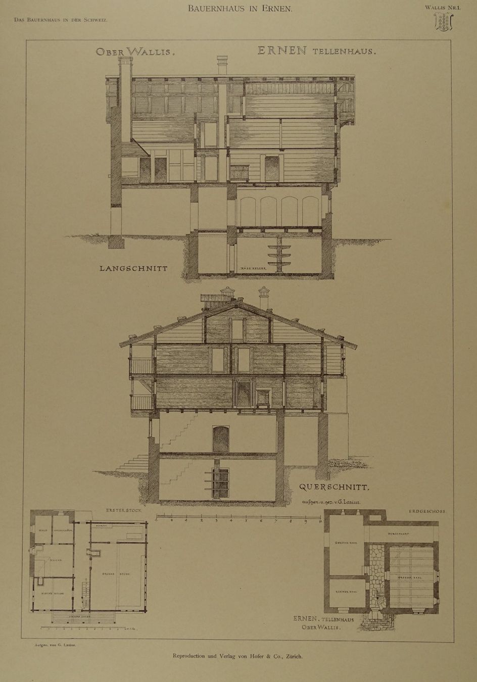 Incisioni: ERNEN BAUERNHAUS, WALLIS, DIROGRAPHIE UM 1910 – Usato da Grüningen venduto da Kartensammler 1