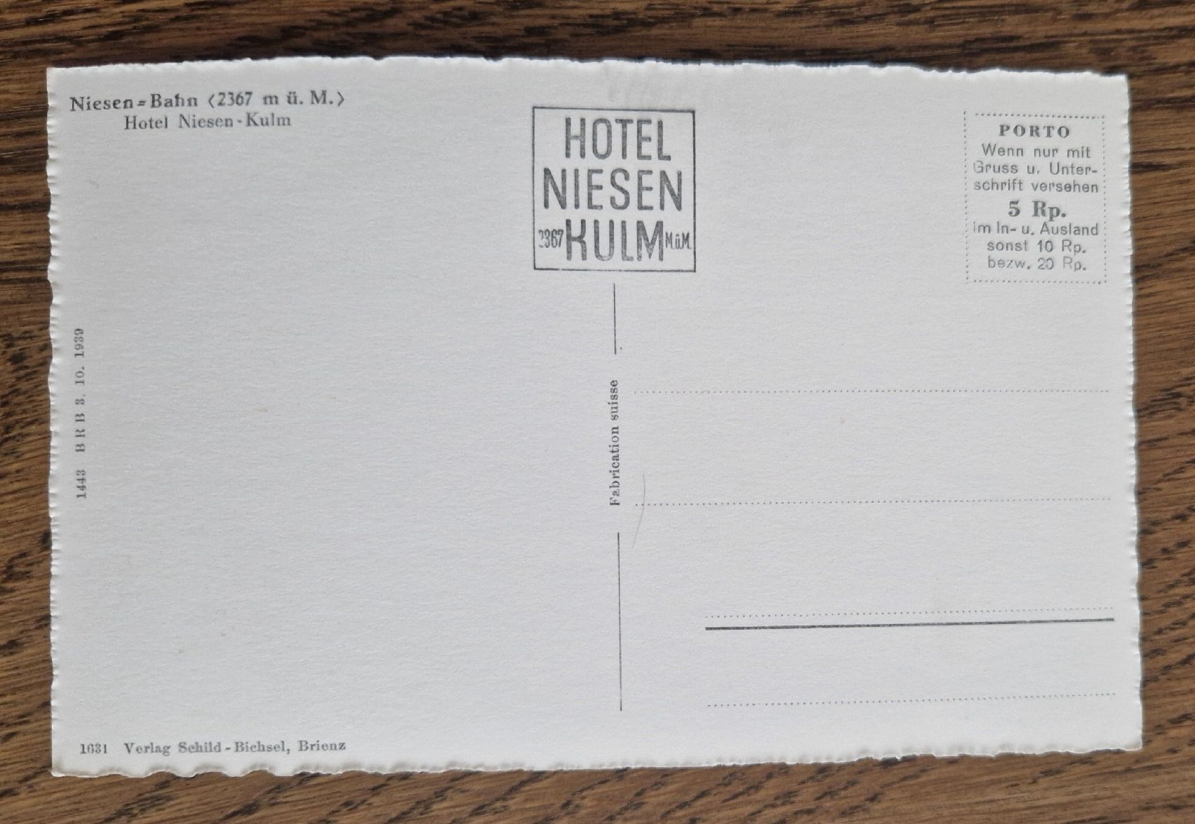 Cartoline postali: Hotel Niesen-Kulm – Usato da Ebikon venduto da Donar50 1