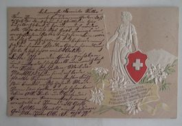 1900 Präge Postkarte  Helvetia von Bütschwil n. Sarmenstorf
