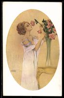 Raphael Kirchner: Frau im Nachtkleid rie