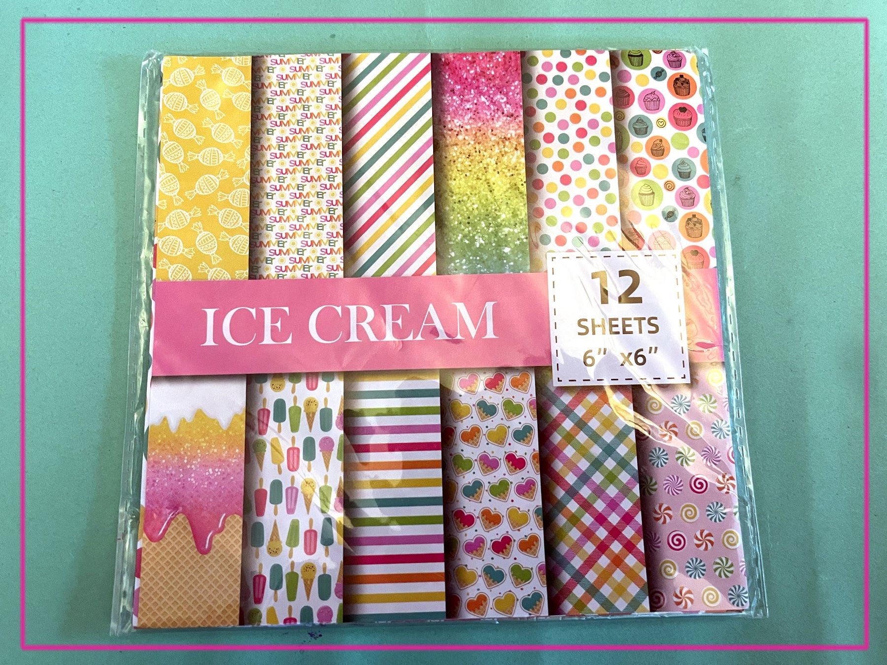 Carta: 12 Blatt Design-Papier, Bastelpapier - Ice Cream – Nuovo e nell'imballaggio originale da Frenkendorf venduto da jazzplatten