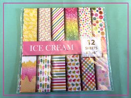 12 Blatt Design-Papier, Bastelpapier - Ice Cream
