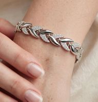 Bracciale da donna con strass color argento nuovo