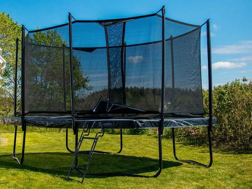 North Legend Oval Trampolin 350x245 cm mit Sicherheitsnetz (Gebraucht