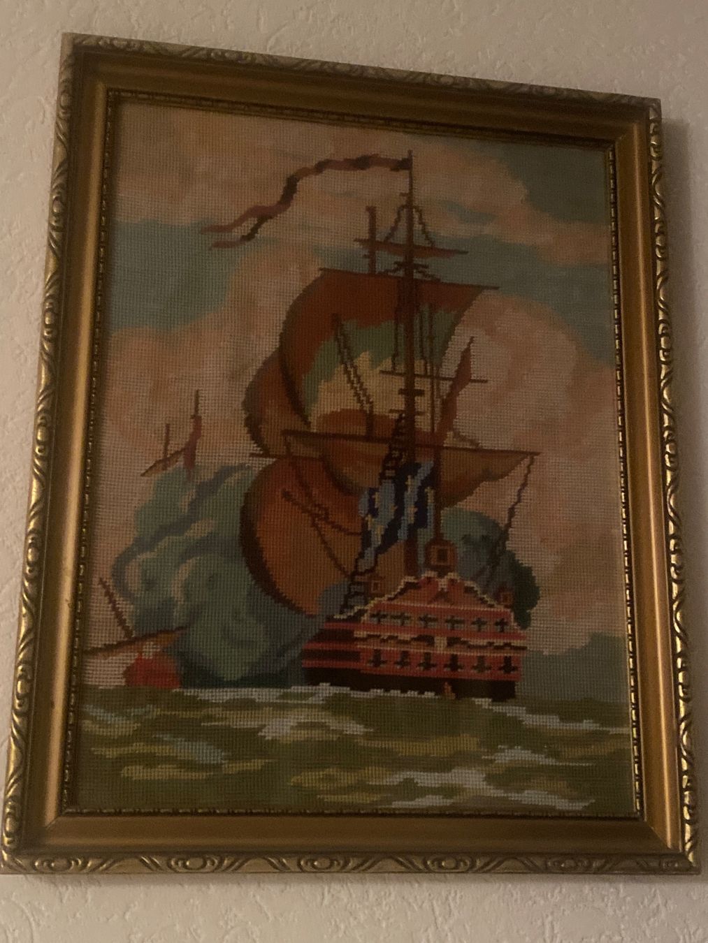 Poster & Bilder: Segelschiff Gobelin bestickte vintage – Gebraucht aus Baden von swiss-alps 4