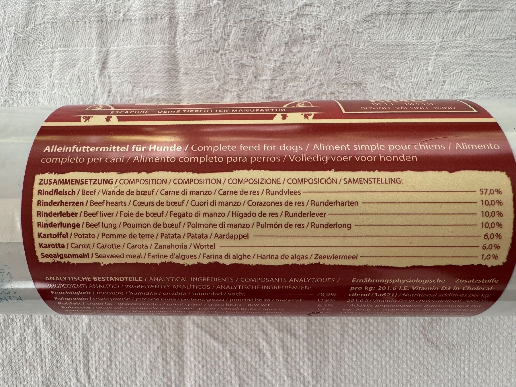 Nourriture: 7 x 800gr, ESCAPURE Hundewurst, Rind, 87% Fleisch – Neuf avec emballage d'origine à Wimmis par andi_p 2