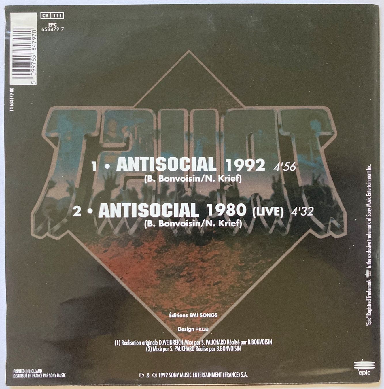 Dischi in vinile: TRUST - ANTISOCIAL – Usato da Bottens venduto da hotter-than-hell 1
