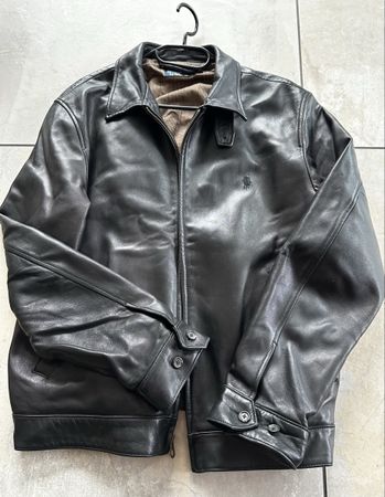 Polo Ralph Lauren Veste en cuir noir, Taille L