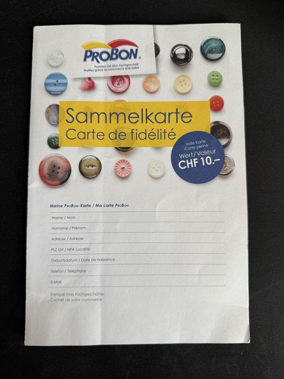 ProBon Sammelkarte (fast voll) (Gebraucht) in Goldach für CHF 17 – mit ...