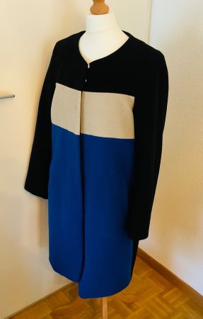 Superbe manteau d'hiver DERHY en laine tricolore, taille M