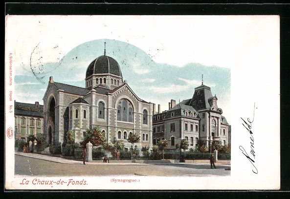 Cartoline postali: Litho La Chaux-de-Fonds, La Synagogue – Usato da Berlin venduto da bartko-reher