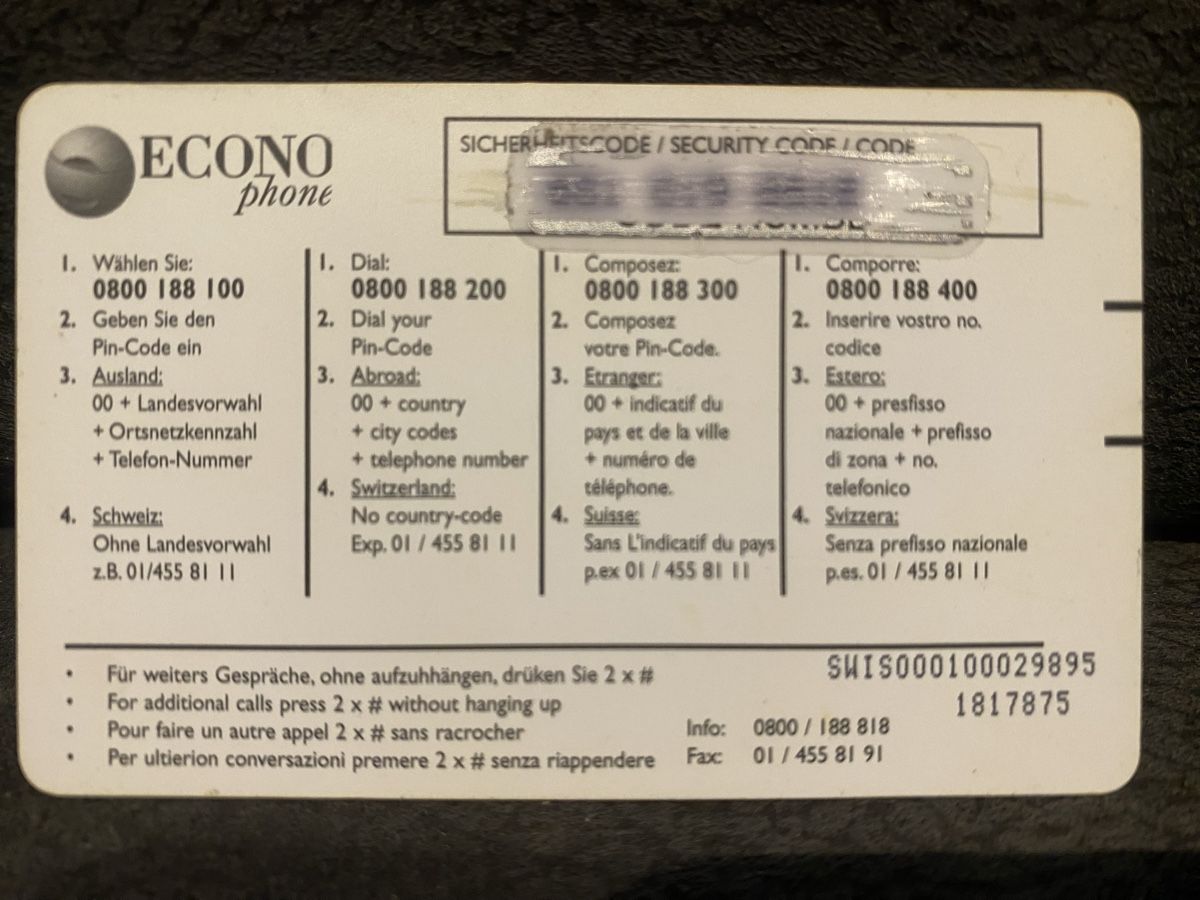 Telefon- & Taxkarten: Econophone – Gebraucht aus Lausanne von babacard10 1