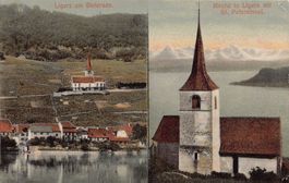Ligerz am Bielersee, Kirche, St. Petersinsel, gelaufen 1908