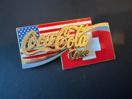 Pin rare Coca Cola Logo USA Schweiz gross limitiert 100