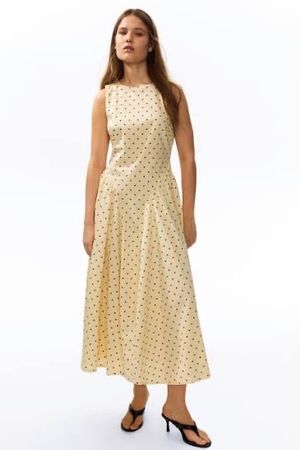 Sommerkleid H&M midikleid gepunktet gelb Grösse XS neu