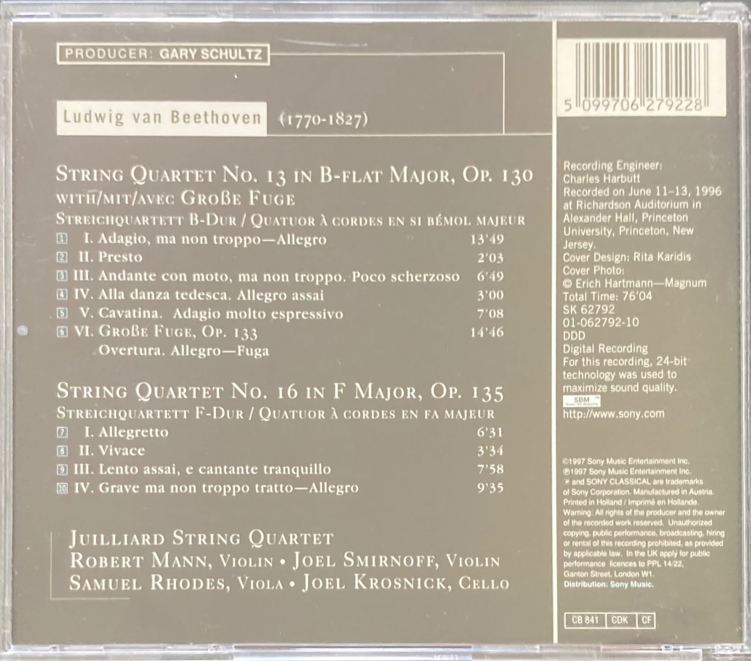 CDs: BEETHOVEN......STRING QUARTET NO. 13...... – Gebraucht aus Poliez-Pittet von Newtown-Records 1