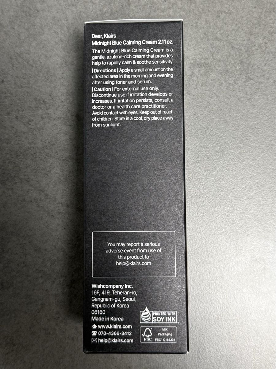 Cura del viso: NEU Dear Klairs - Midnight Blue Calming Cream – Nuovo e nell'imballaggio originale da Solothurn venduto da mit_8cxr 3