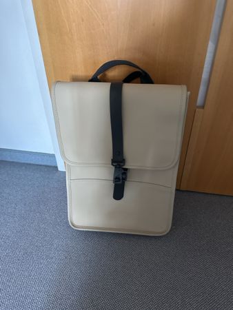 Rains Backpack beige schwarz neuwertig