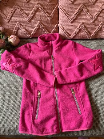 Hot pink Jet set fleece jacket with star details age 8